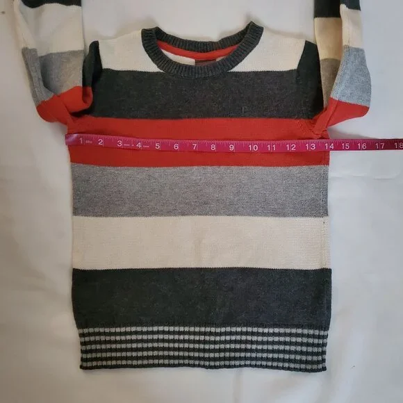 Esprit Kids Toddler Rusty Red Block Striped Crew Neck Pullover Knit Sweater 4T - Picture 10 of 12